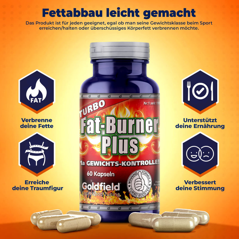 Goldfield Turbo Fat-Burner Plus Fat Burner Complex With Garcinia Cambogia High Dose, Turmeric, Nutmeg, Basil, Coriander, Saffron And More, Appetite Suppressant And Slim Booster Extreme, 60 Capsules - NewNest Australia