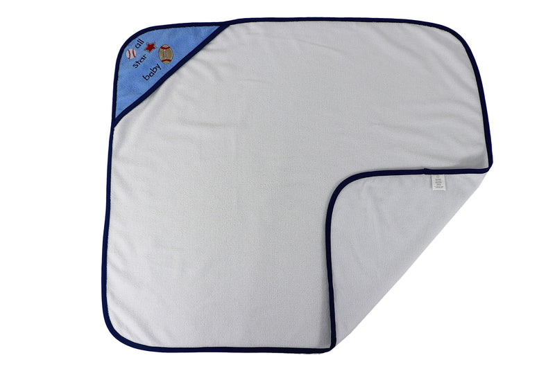 Cudlie Buttons & Stitches Baby Boy 3 Pack Rolled/Carded Hooded Towels in All Star Baby Print (GS71720) 3 Pack hooded towel - NewNest Australia