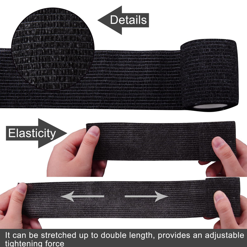 BQTQ 8 Rolls Self-Adhesive Cohesive Bandage Adhesive Bandage Elastic Self-Adhesive Adhesive Bandage Fixing Bandage for Fingers Hands Toes (Black, 5 cm x 4.5 m) 2 Inch Black - NewNest Australia