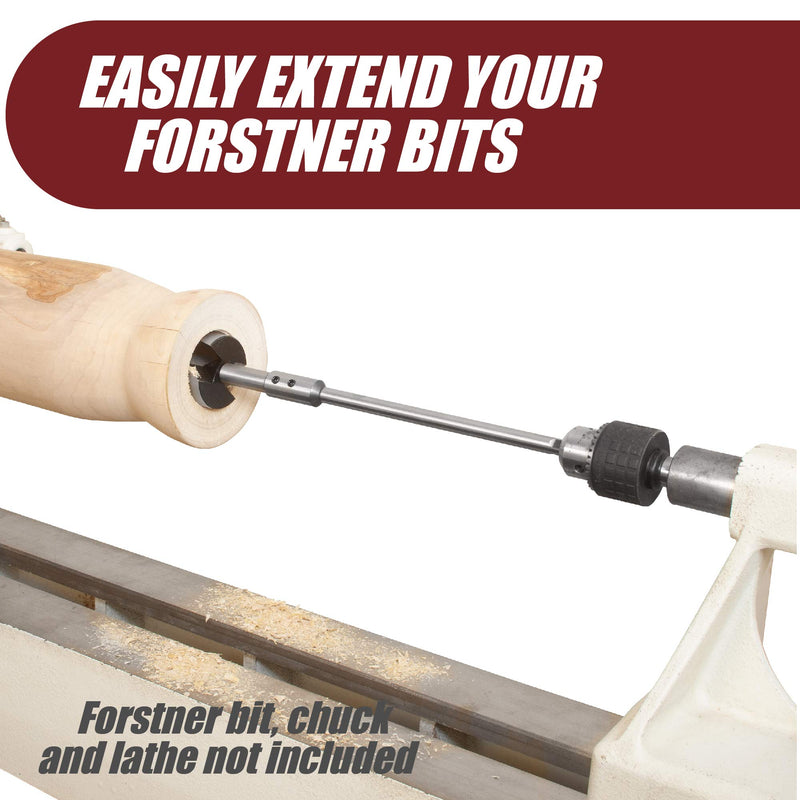 Fulton 10 inch Long Forstner Bit Extension for Adding Over 8" of Drilling Depth to Your Forstner Bit Ideal for Wood Turners Furniture Carpentry and Construction (3/8 inch Collet) - NewNest Australia