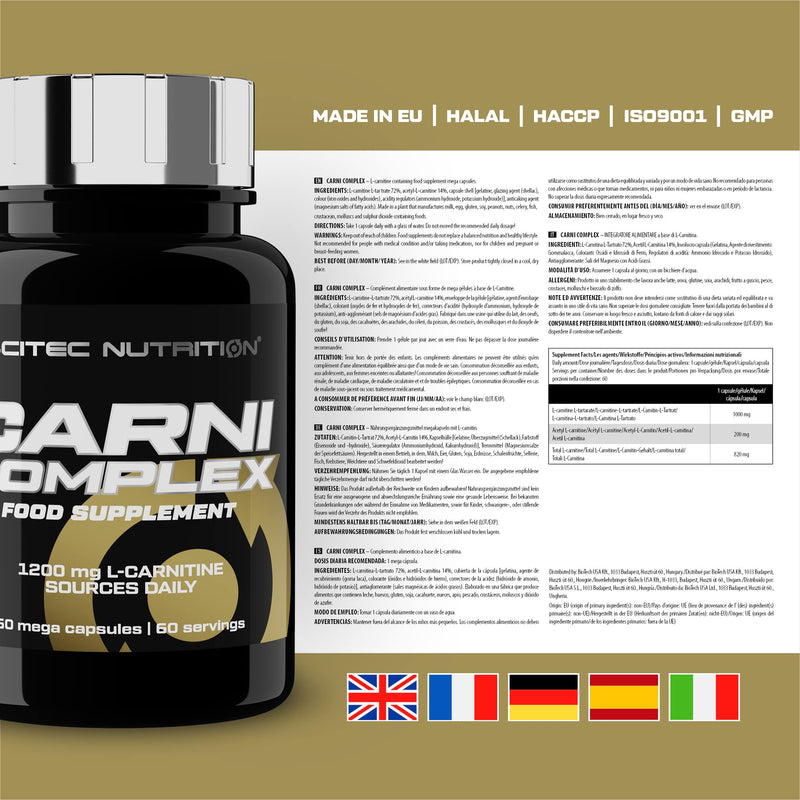 Scitec Nutrition Carni Complex, 1200 mg megacapsules with L-Carnitine & Acetyl L-Carnitine, 60 capsules - NewNest Australia