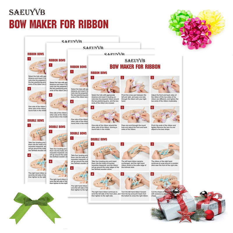 Bow Maker for Ribbon, Holiday Wreaths,Wooden Wreath Bow Maker Tool for Creating Gift Bows, Party Decorations, Hair Bows, Corsages, Holiday Wreaths, Various Crafts(Double-Sided) - NewNest Australia