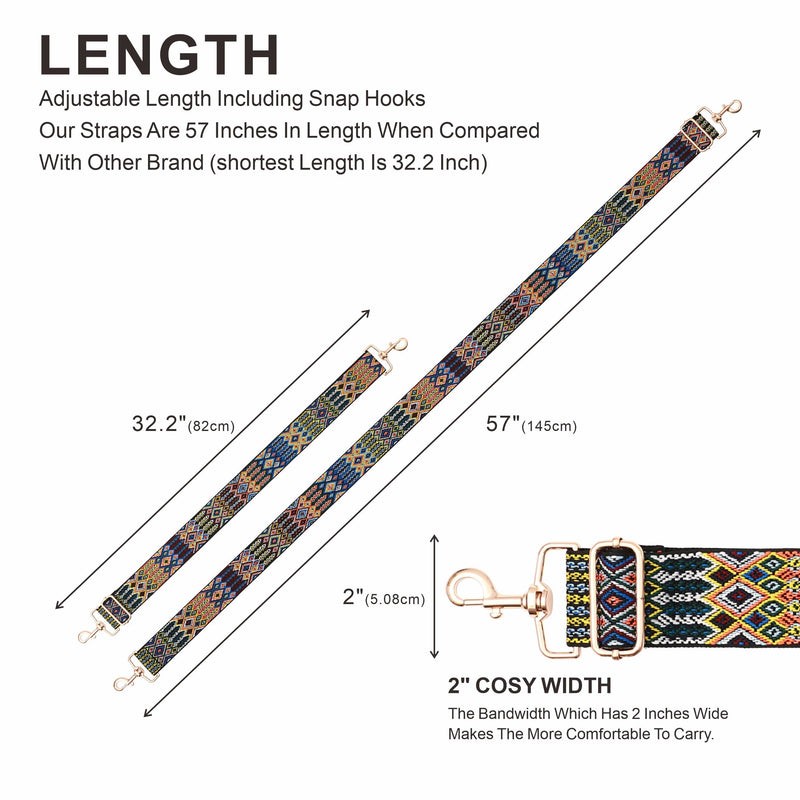 Purse Strap,2" Wide Shoulder Strap Adjustable Replacement,Multi-pattern Crossbody Canvas Bag Handbag Belts for Unisex Handbag,Crossbody Bags,Shoulder Bags Bohemia - NewNest Australia