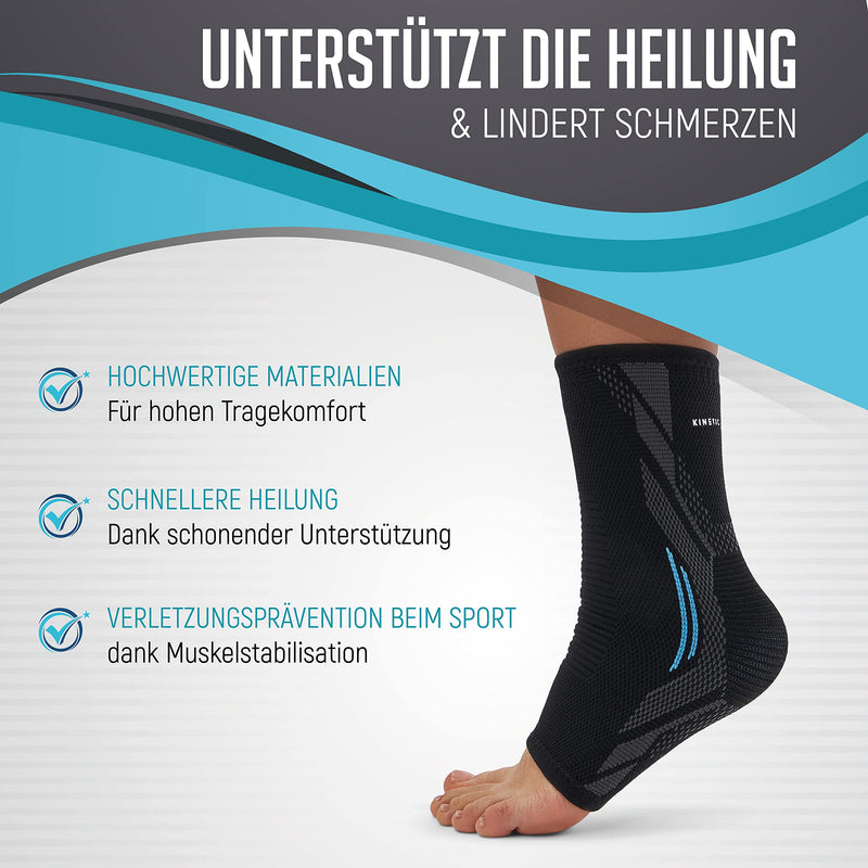 KINETIC EVOLUTION 2 pieces foot bandage for men and women, ankle bandage, supports the ankle, sports ankle bandage for right and left M black - NewNest Australia