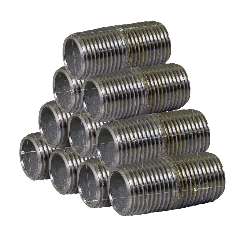 Supply Giant OQHM1400-10 Pre Cut Industrial Steel Closed Nipple, Connectors, Used To Build Vintage Furniture, Quarter Inch Threaded Pipes and Fittings, 1/4'' x 1", Galvanized (Pack of 10), 1/4" x 1" 1/4" x 1" Pack Of 10 - NewNest Australia