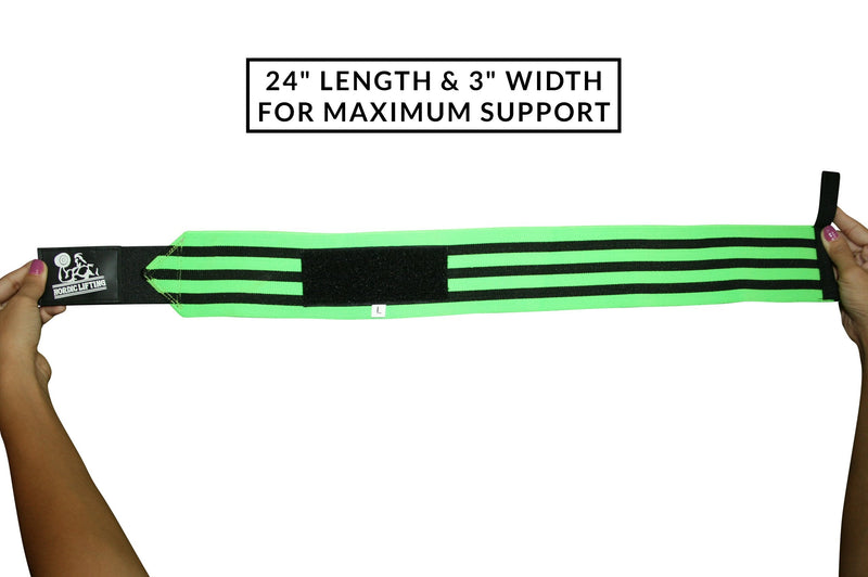 Nordic Lifting Wrist Wraps Super Heavy Duty (1 Pair/2 Wraps) 24" Support for Weight Lifting | Powerlifting | Gym | Cross Training- Weightlifting Thumb Loop - Men & Women Green - NewNest Australia