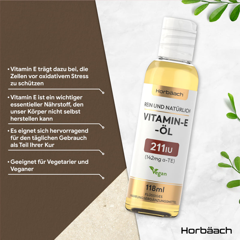 Vitamin E oil 211 IU | 236ml (2 x 118ml) | Vegan liquid for hair, skin, nails | by Horbaach - NewNest Australia