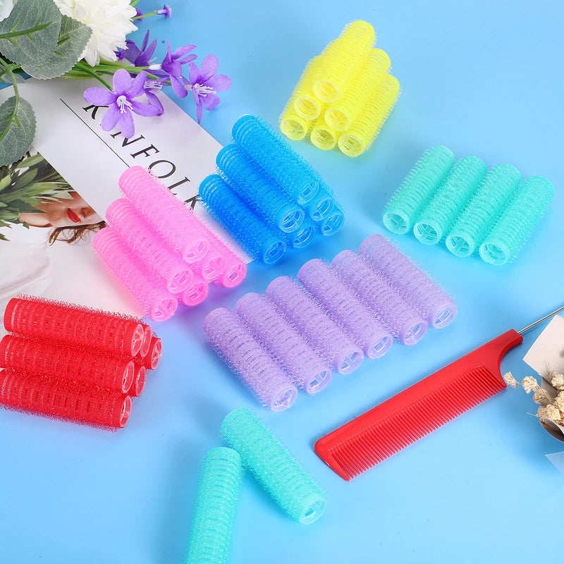 36 Pieces Self Grip Small Hair Curlers Self Grip Salon Hairdressing Curlers Hair Rollers Salon Hairdressing Rat Tail Comb Hairdressing Curlers Tools for Women (0.6 x 2.4 Inch, Classic Colors Set) 37 Piece Set - NewNest Australia
