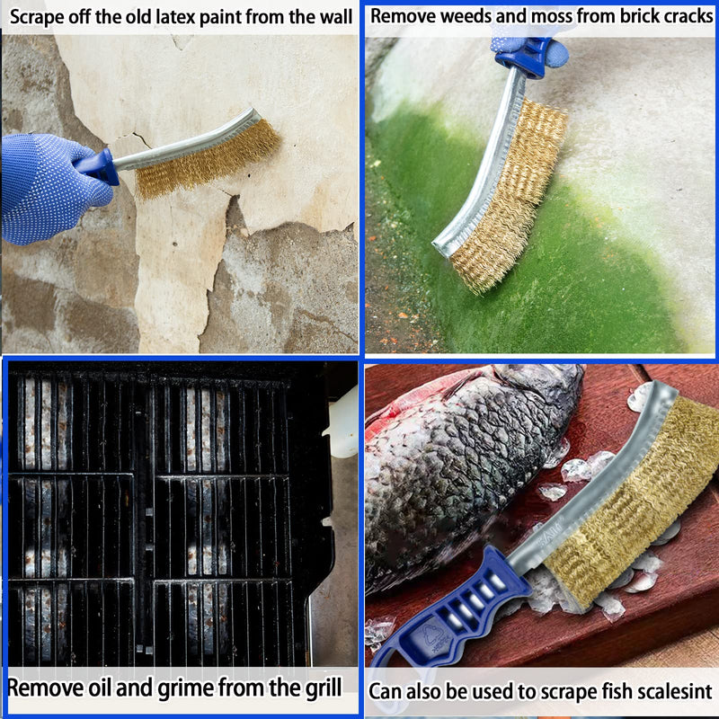 SALI Heavy Duty Wire Brushes for Cleaning Rust Removal Steel Brush Tool(Pack of 2）11" Long Handle with Plastic Handle,for Automotive,Paint , Welding Slag&Household，More and Thicker Bristles 10 inch - NewNest Australia