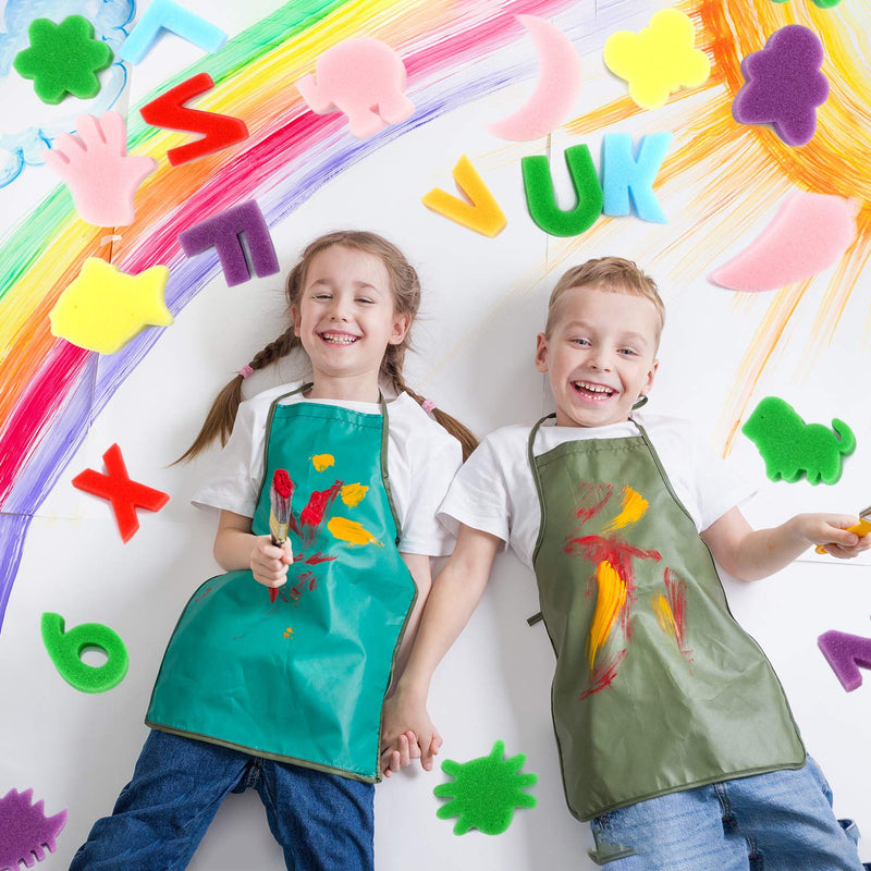 Gejoy 64 Pieces Sponge Painting Kit for Kids, Alphabet Numbers Animal Paint Sponges Painting Sponge Shapes Sponge Models Art Craft Drawing Tools for Kids Toddlers Kids Educational Bathroom - NewNest Australia