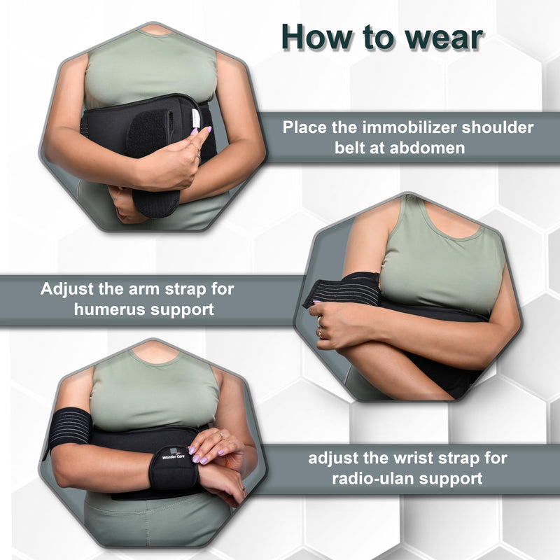 Wonder Care-Left Right Shoulder Immobilizer Arm Sling Elastic Bandage For Clavicle Luxation Shoulder Stabilizer Compression Brace Post Rotator Cuff Surgery - Black - NewNest Australia