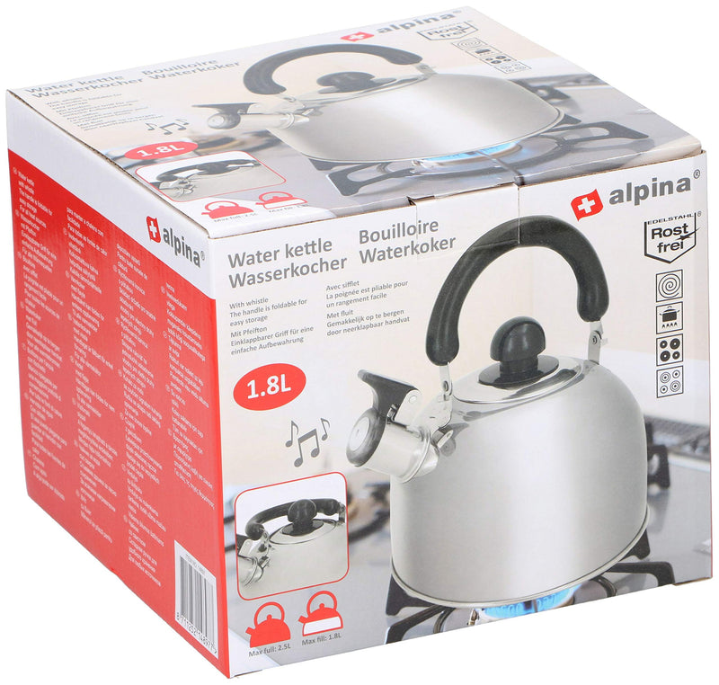 Alpina Stainless Steel 1.8Lt Stove Top Induction Whistling Water Kettle - NewNest Australia