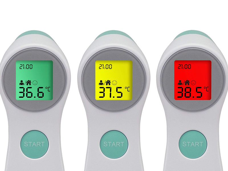 Beper P303Med001 Non-Contact Infrared Thermometer Measures Body/Liquids/Objects And Surfaces, Backlit Lcd Display, Memory For 10 Measurements, White/Water Green - NewNest Australia
