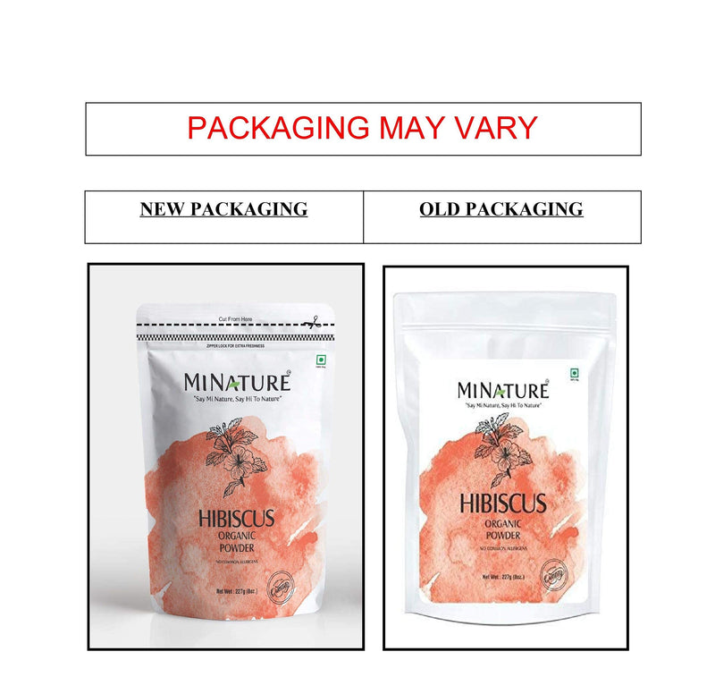 mi nature USDA Certified Organic Hibiscus Powder(SABDARIFFA)/100% Pure, Natural and Organic for Hair,Skin and Health/(227g/(1/2 lb)/8 Ounces) - resealable ziplock Pouch - NewNest Australia
