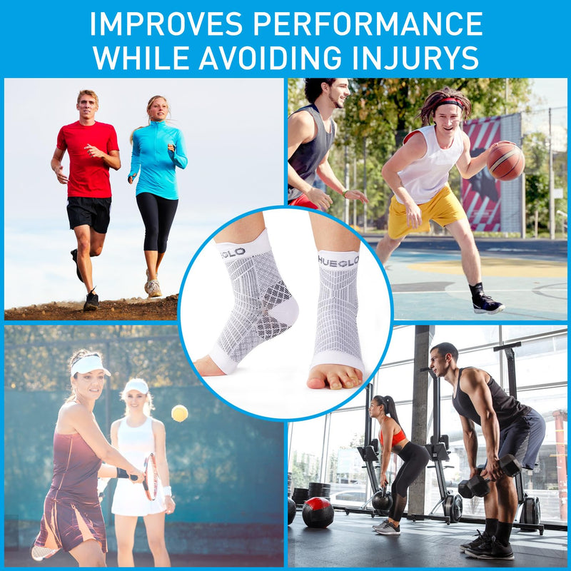 Hueglo 4 Pairs Ankle Brace Orthopedic Compression Socks Neuropathy Ankle Brace Arthritis Achilles Tendon Bandage Plantar Fasciitis Foot Bandage Ankle Sports Plantar Fasciitis Socks, White - NewNest Australia