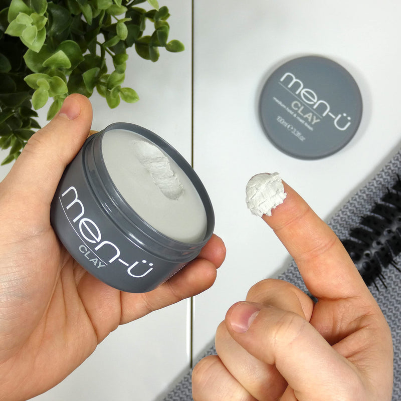 men-u hair CLAY 100ml, mens hair products – Great for matt, choppy and dishevelled styles. SIGNATURE WATERMELON FRAGRANCE - Mens hair wax w/medium hold & matt finish. Single walled 100ml styling puck - NewNest Australia