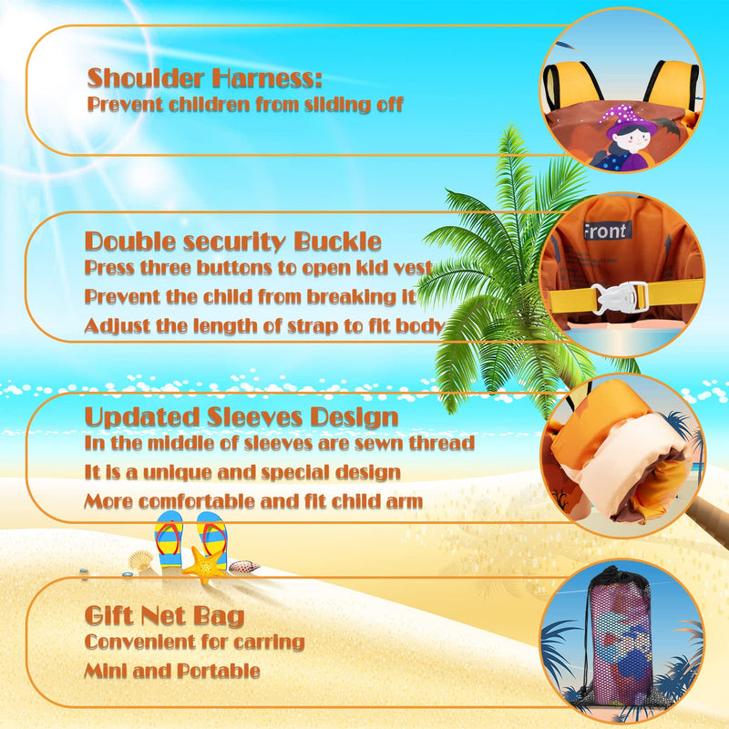 Elejolie Kid Swim Vest for Child Learn Swiming Training,Infant Safety Swim Aid Jacket for Toddler 2 3 4 5 6 Years Old ,Arm Wings for Baby 22-66lbs Witch - NewNest Australia