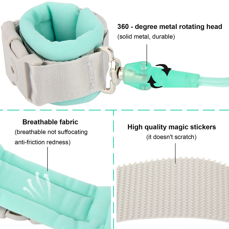 Blisstime Toddler Leash, Kid Leash Anti Lost Wrist Link with Key Lock Upgraded Baby Leash with Safety Wristband Rope for Babies Toddlers Child Kids (4.9ft/1.5m, Green) 4.9 Foot (Pack of 1) - NewNest Australia