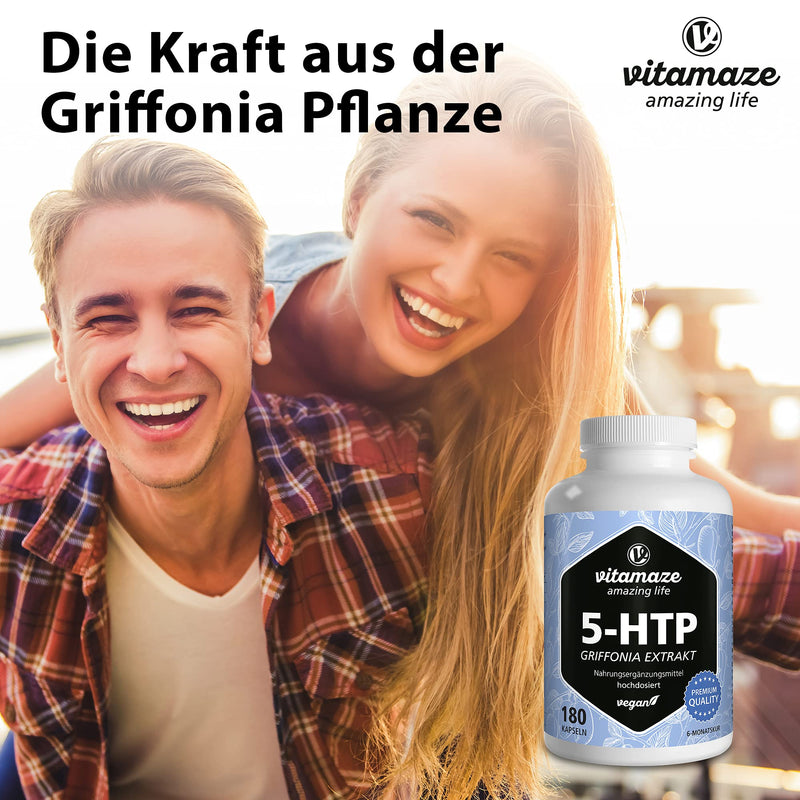5HTP 667mg Griffonia Simplicifolia Seed Extract - 6 Months Supply -180 Vegan Capsules for Sleep and Relax Support - Natural High Strength Supplement Without Additives, German Quality - NewNest Australia