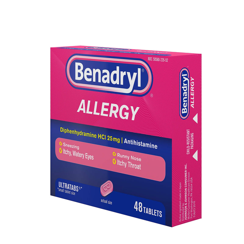 Benadryl Ultratabs Antihistamine Allergy Medicine, Diphenhydramine HCl Tablets, 48 ct 48 Count (Pack of 1) - NewNest Australia