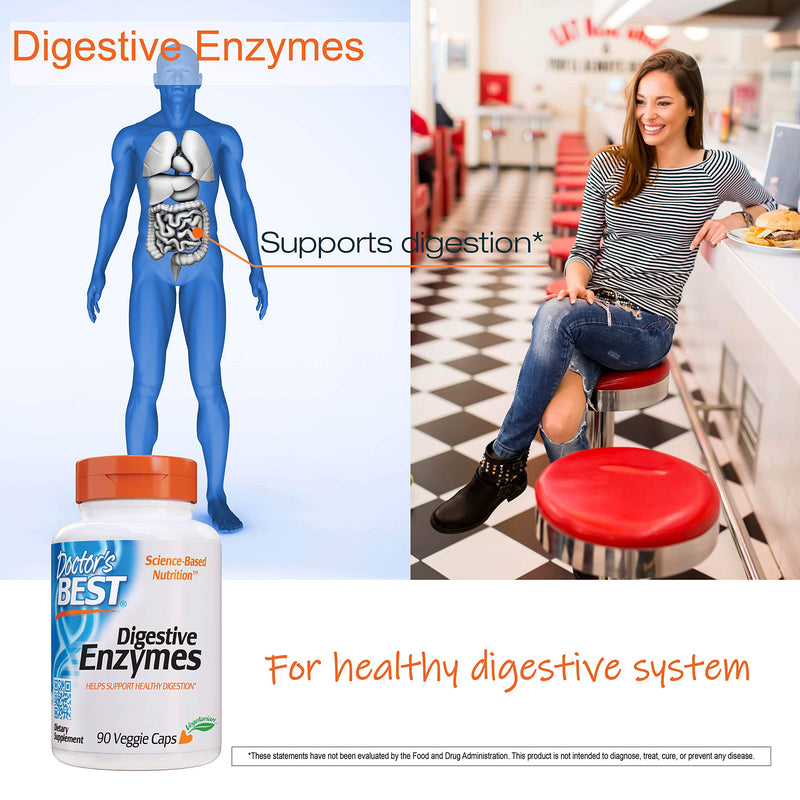 Doctor's Best Digestive Enzymes Non-GMO Vegetarian Gluten Free, 90 Veggie Caps - NewNest Australia