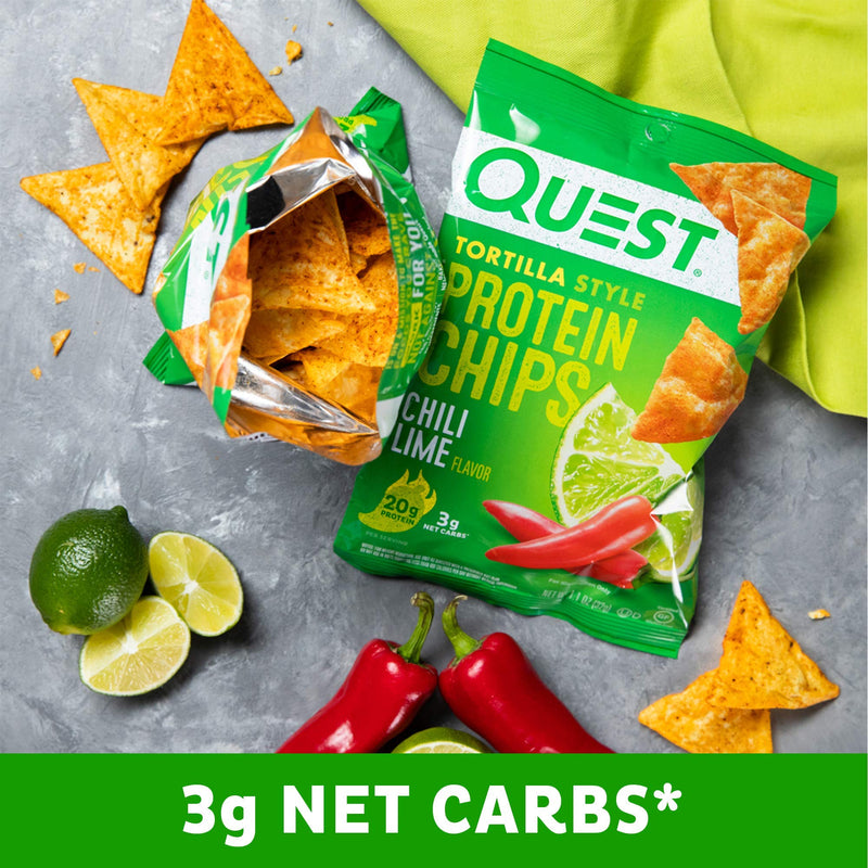 Quest Nutrition Tortilla Style Protein Chips, Chili Lime, Baked, 1.1 Oz, 12 Count - NewNest Australia
