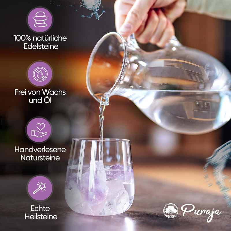 PURAJA gemstone water basic set for water revitalization | Premium Crystals | Natural stone base mix: rose quartz, amethyst, rock crystal 250 g (pack of 1) - NewNest Australia
