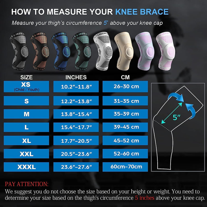 NEENCA Knee Support, Compressed Knee Brace with Patella Gel Pads & Spring Side Stabilizers, Medical Knee Pads for Running, Meniscus Tear, Arthritis, Joint Pain Relief, ACL, Recovery Black L - NewNest Australia