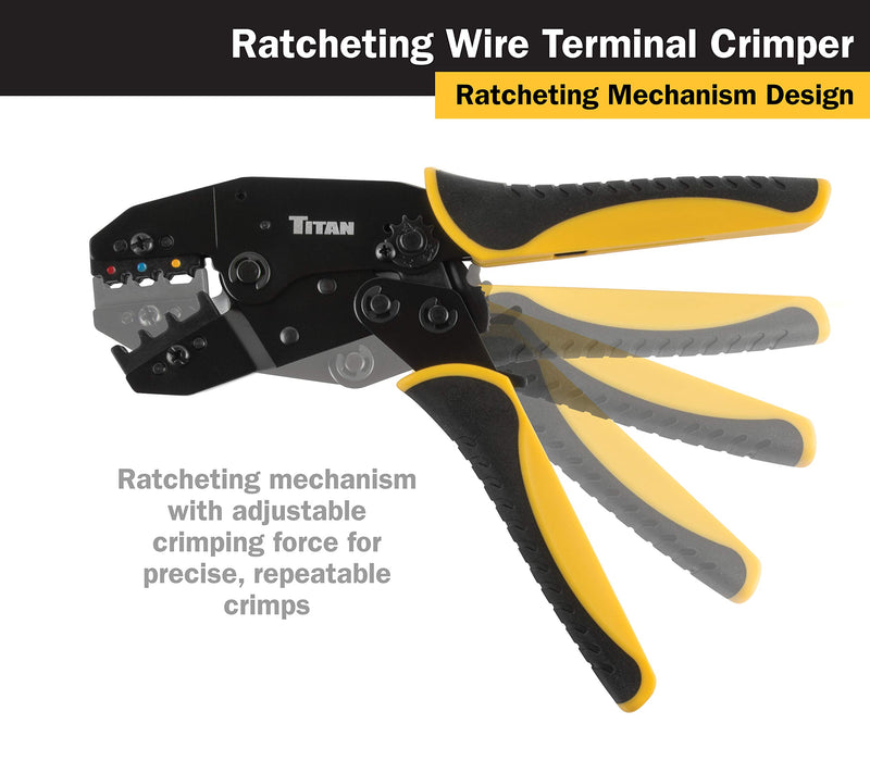 Titan 11477 Ratcheting Wire Terminal Crimper Tool for Insulated Terminals, Fixed Jaw Crimper Fixed Jaw Terminal Crimper - NewNest Australia