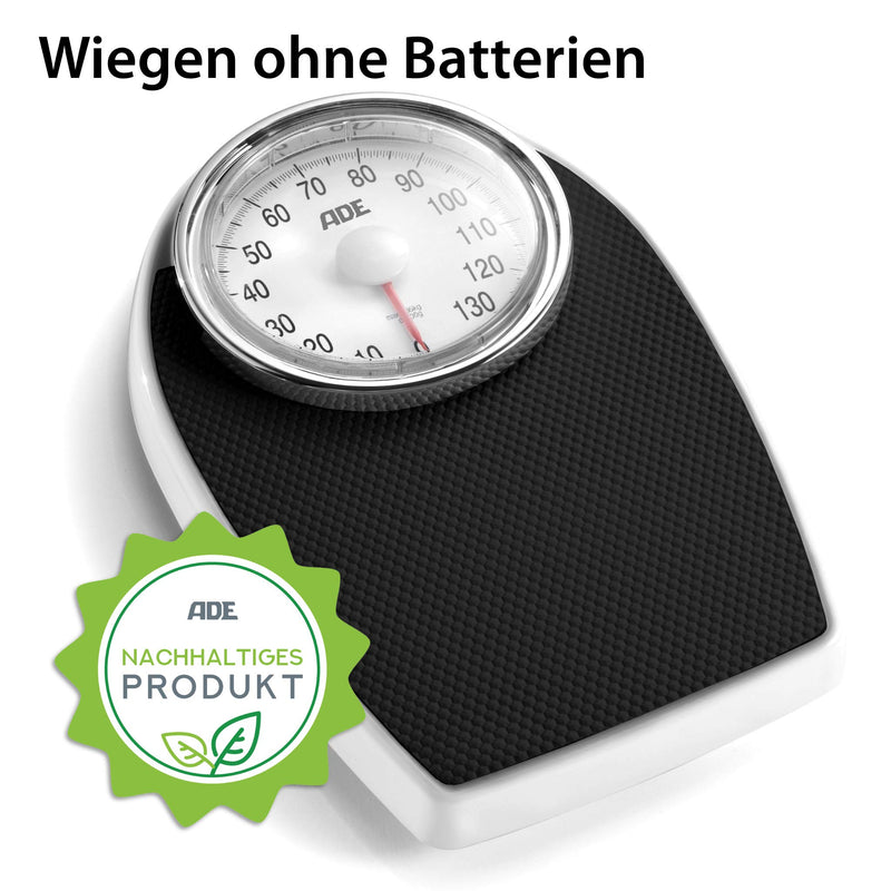 Ade Analogue Body Scales In A Retro Look | Non-Slip Weighing Surface | Mechanical Personal Scales With Extra Large Display | Without Battery | Up To 136 Kg | Black - NewNest Australia