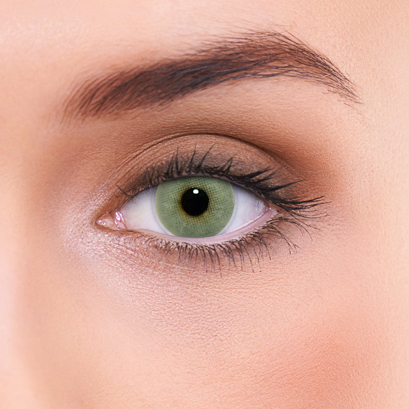 Lenzotica Very Strong, Naturally Opaque Green Contact Lenses Colored Solid Green + Container, 1 Pair (2 Pieces), Dia 14.00, Without Strength, 0.00 Diopters, 3 Monthly Lenses, Without Prescription, Soft Lens - NewNest Australia