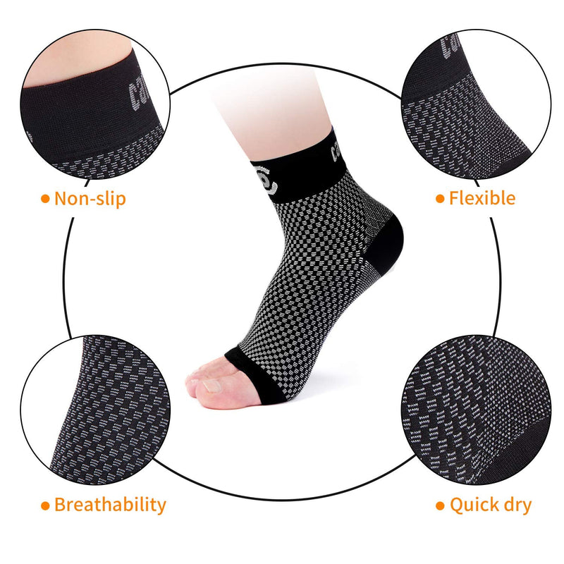CAMBIVO ankle bandage 2 pairs, ankle bandage, ankle bandage, Achilles tendon bandage against heel spurs, plantar fasciitis, sprains, foot bandage for sports, fitness, everyday life, black M - NewNest Australia