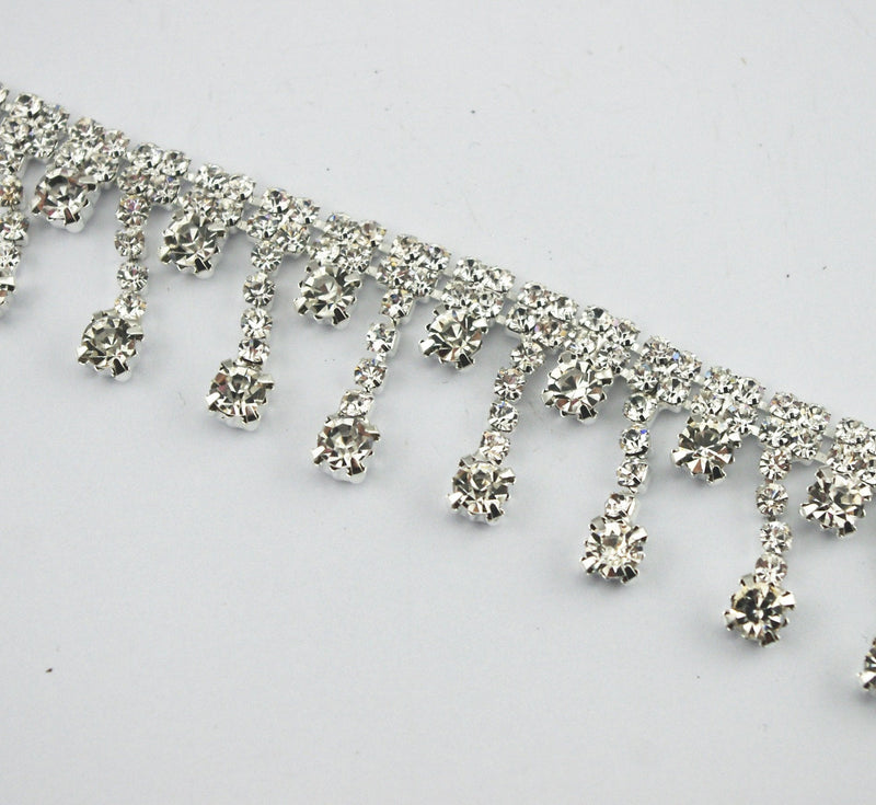 AEAOA 1 Yard Stunning Rhinestone Chain Applique Costume Sewing Trims Applique Embellishment Wedding Dress Decoration (LZ01) LZ01 - NewNest Australia