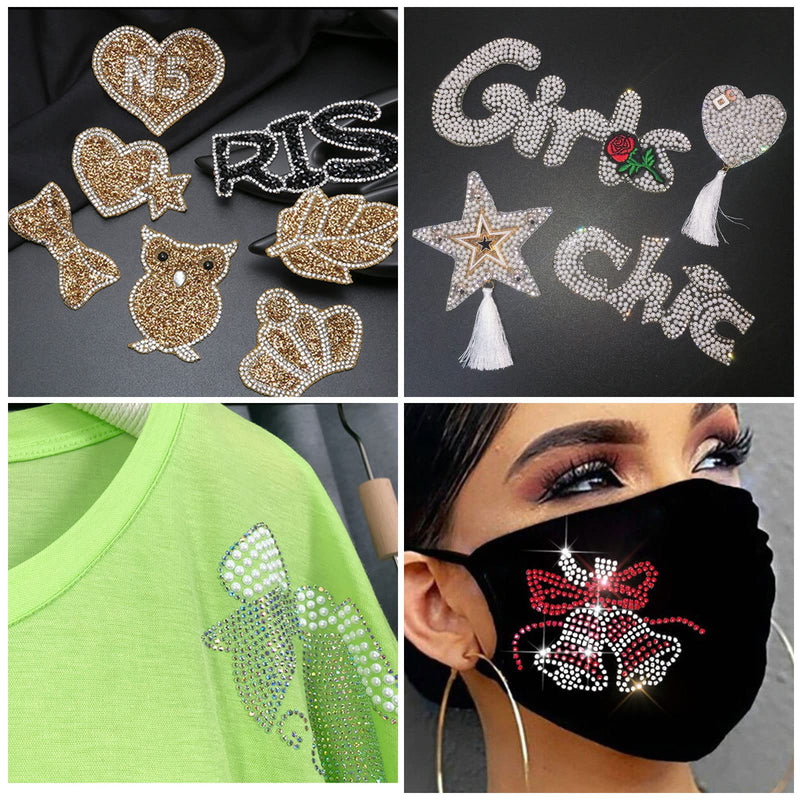 Hotfix Applicator, 5784 PCS Rhinestones, GLTECK DIY Hot Fix Rhinestone Applicator Wand Setter Tool Kit with 7 Different Sizes Tips, Tweezers & Brush Cleaning kit - 5 Pack Hot-Fix Crystal Rhinestones - NewNest Australia