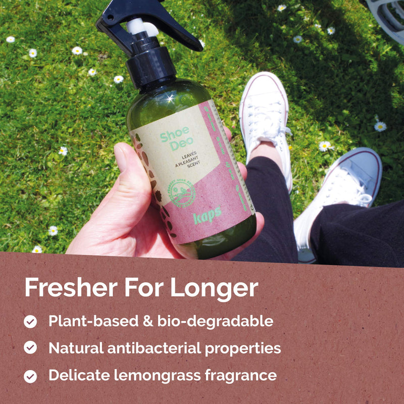 Kaps Eco-Friendly Shoe Deodorant | Odour Eliminator Spray for Sneakers, Trainers, Shoes | Plant-Based and Biodegradable | 200ml Fresh Shoe Deodorizer Spray from Kaps | Made in Europe - NewNest Australia