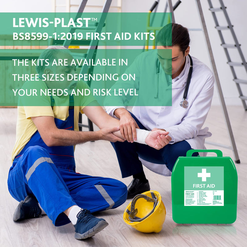 Lewis-Plast Small Premium BS8599-1 Compliant (Low Risk High Risk) First Aid Kit - These Kits Reflect the Changes in Both Workplace Practice and Risks - First Aid Kit For Injuries Single - NewNest Australia