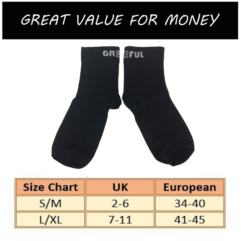 gr8ful® Compression Socks for Plantar Fasciitis + Achilles Tendonitis | Short, Ankle | Sport, Running or Everyday | Arch & Foot Support, Treatment of Pain, Aid Recovery | 1 Pair, Men/Women, Black L/XL L/XL (Pack of 1) - NewNest Australia