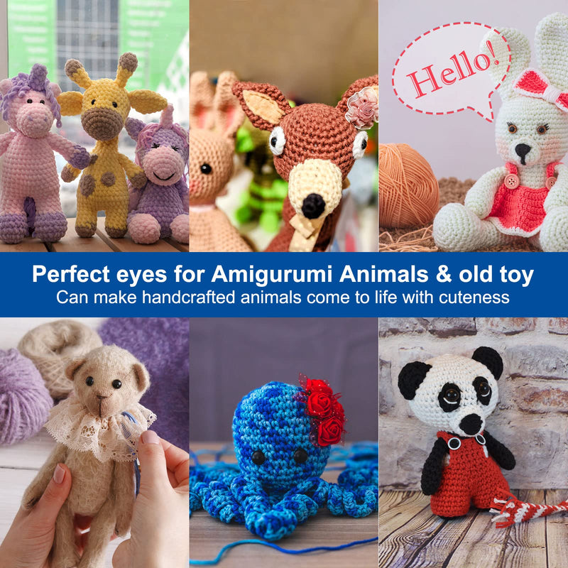 Large Safety Eyes for Amigurumi Crochet 18-30mm - RuWfpz 4 Sizes Stuffed Animal Eyes with Washers, 80Pcs Black Plastic Crochet Safety Eyes for Crafts Doll Bear Plush Animal - NewNest Australia