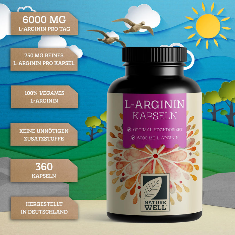 L-Arginine 360 capsules vegan - with 6000 mg L-arginine from plant fermentation (of which 6000 mg pure L-arginine) per daily dose - without additives - laboratory tested with certificate - 100% vegan 313.00 g (pack of 1) - NewNest Australia