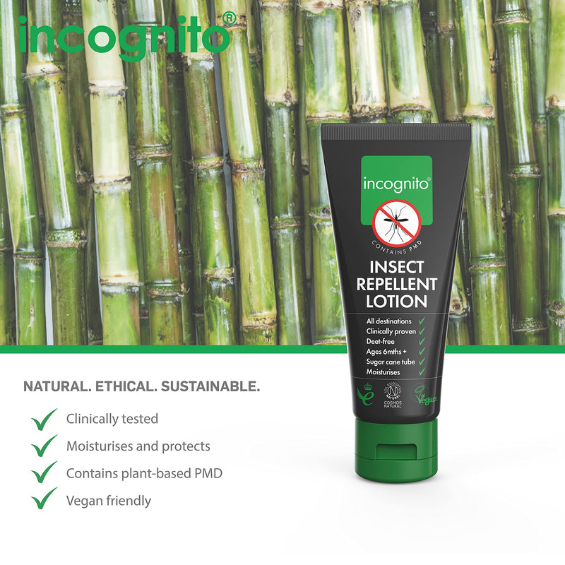 Incognito Insect Repellent Lotion 100 ml - Protects For Up To 7 Hours - Natural, DEET free formula - Insect Repellent & Moisturiser For Soft Protected Skin - Travel Friendly Organic Mosquito Repellent - NewNest Australia