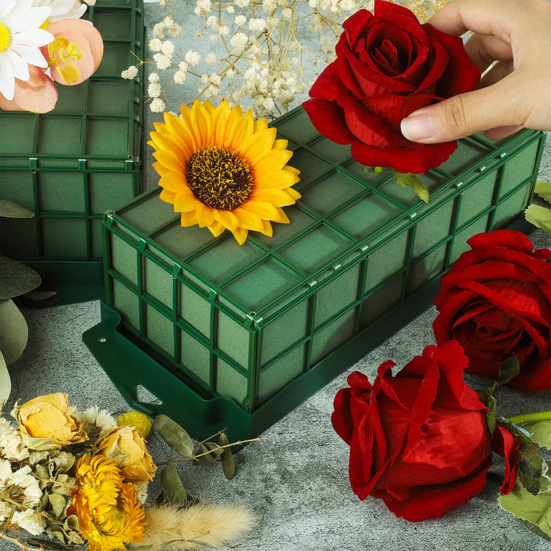Hahood 2 Packs Floral Foam Cage Rectangle Flower Cage Holders with Floral Foam Floral Arrangement Supplies for Fresh Flowers, Home Weeding Decorations, 11.8 x 4.3 x 3.1 Inches - NewNest Australia
