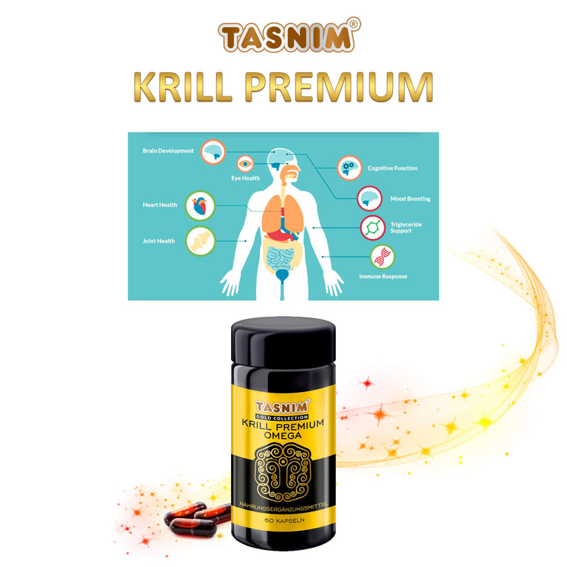 Tasnim Krill Premium Omega capsules 60 pieces 1000.0 mg krill oil in pharmacy quality with eicosapentaenoic acid dacosahexaenoic acid directly from the manufacturer Tasnim - NewNest Australia