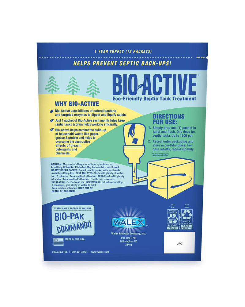 Walex BIO-31112 Bio-Active Drop-Ins Septic Additive, 12 Pack, 1 years supply, Multi-Color - NewNest Australia