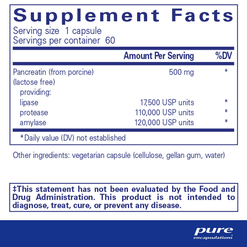 Pure Encapsulations Pancreatic Enzyme Formula | Supplement to Support The Optimal Digestion of Food and Absorption of Nutrients* | 60 Capsules 60 Count (Pack of 1) Standard Packaging - NewNest Australia