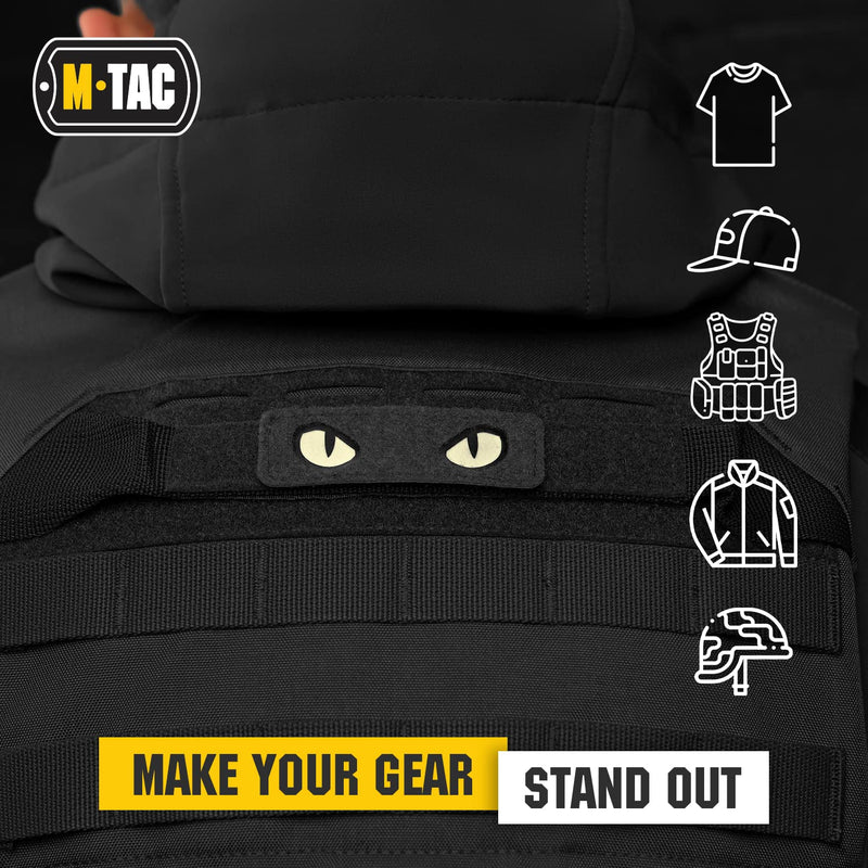 M-Tac Cat Eyes Soft Patch - Tactical Morale Patch for Military Gear - Army Combat Hook and Loop Patches Black/GID - NewNest Australia