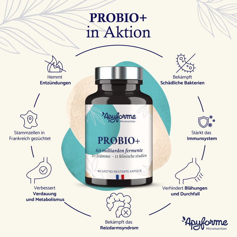 Apyforme - Probiotics Intestinal Cleansing - 60 Billion CFU/Day - 10 Exclusive Strains Including Lactobacillus - 60 Enteric-Coated Capsules - NewNest Australia