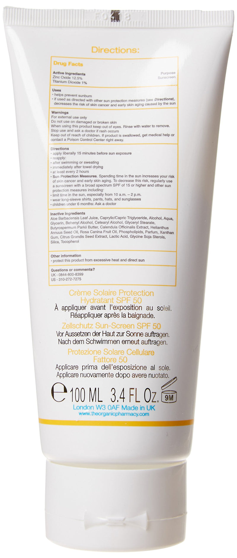 The Organic Pharmacy Cellular Protection Sun Cream SPF50 ml, 100 millilitre - NewNest Australia