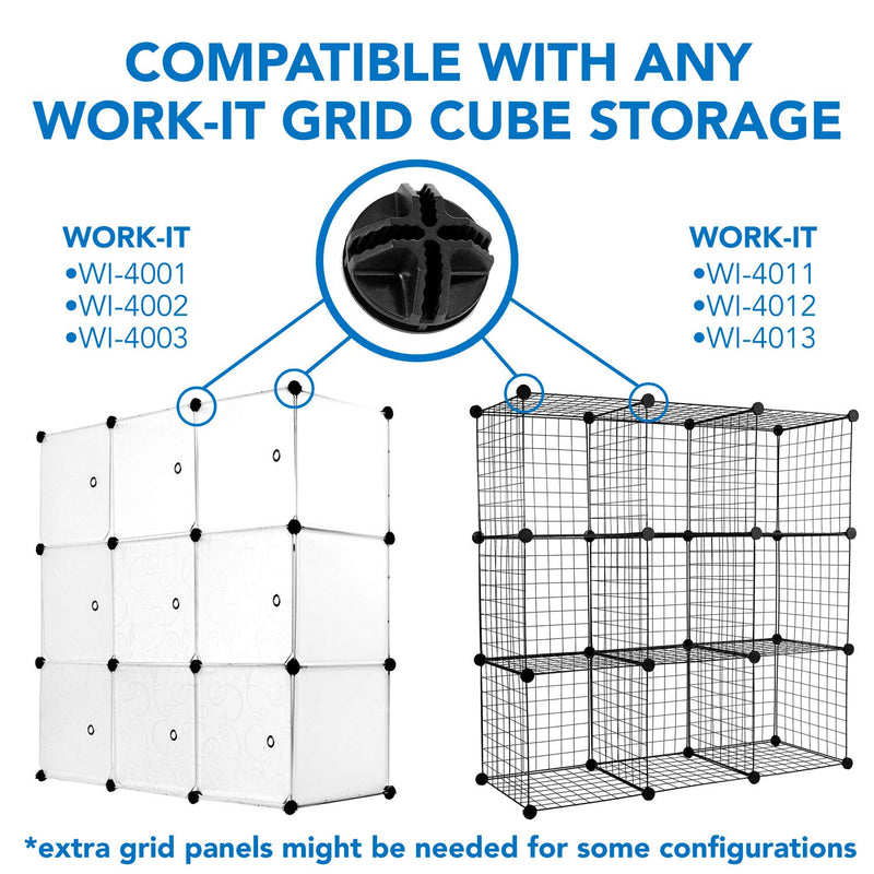 Work-It! 24 Piece Storage Cube Connector | Universal Fit for Modular Storage Cube Organizers, Black - NewNest Australia