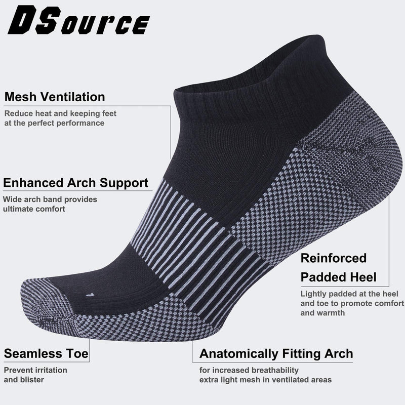 Copper Socks, DSource Unisex Cushioned Sole Arch Support Athletic Running Ankle/Crew Socks 3/6 Pairs… 6 No Show Socks Black Small-Medium - NewNest Australia