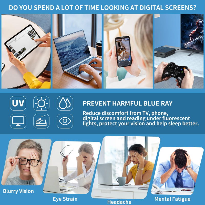 JM Aviator Blue Light Blocking Computer Glasses, Space Eye Protection Video Eyeglasses Anti Glare Women Men Gold Frame Clear Temple Tips - NewNest Australia